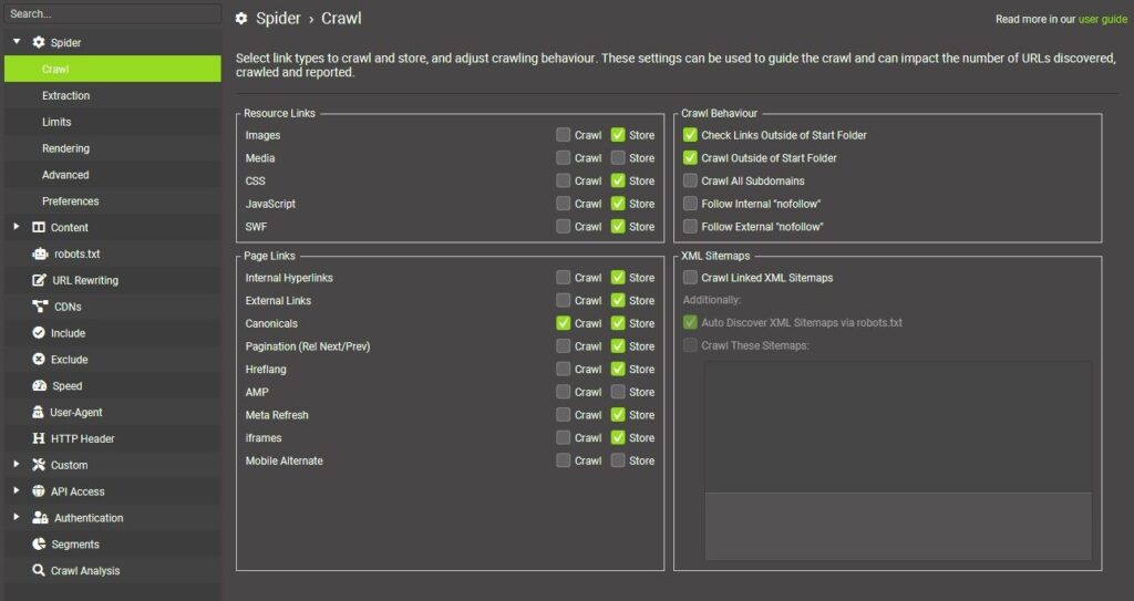 Screaming frog crawl canonical only